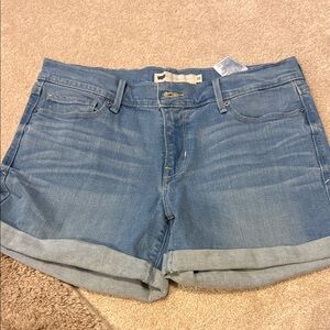 Levi's Medium Blue Rolled Hem Denim Shorts